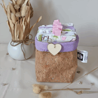 Panier en liège et ses lingettes lavande